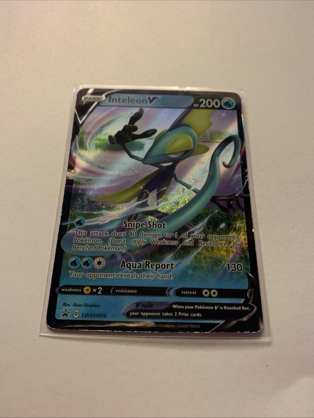 Pokemon Inteleon V Holographic Card - Blue, Green, Purple